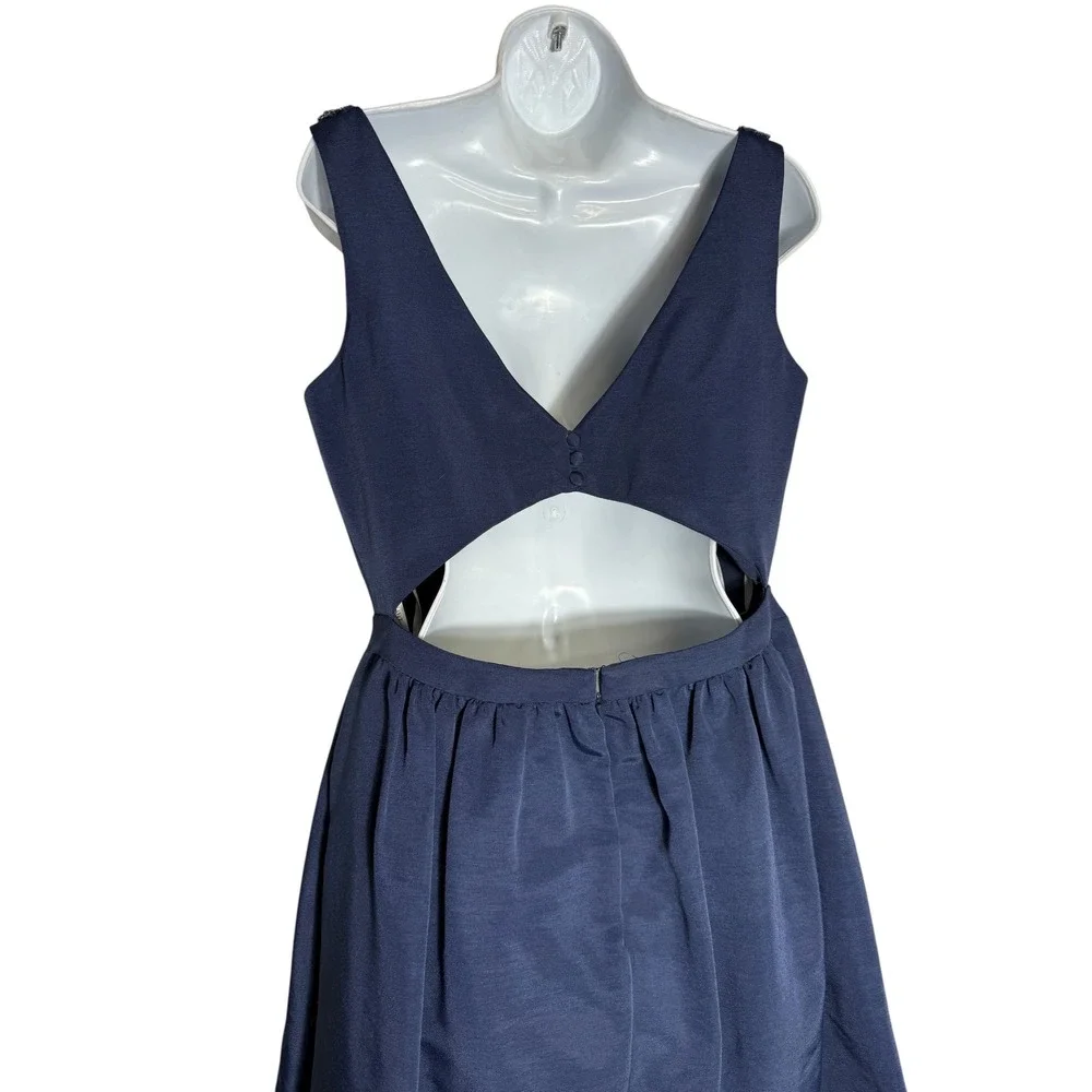 David's Bridal Dress Size 12‎ Navy Blue Fit and Flare Jewel Neck Party Cocktail